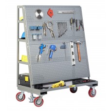 Little Giant Mobile Pegboard with Back Shelf Storage AFPBS2460-6PYFL, 24 x 60, Pegboard Front, 4 Shelves Back