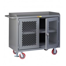 Little Giant 48" Wide Mobile Bench Cabinet MBP32D-2448-FL with Perforated Doors Steel Top