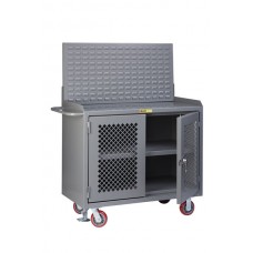 Little Giant 48" Wide Mobile Bench Cabinets MBP32D-FL-LP with Clearview Doors & Louvered Panel