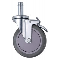 Caster WR-00H Four Swivel 5" Polyurethane Casters, 2 with brake